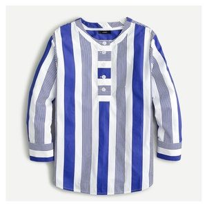 J CREW Button-front cotton poplin tunic in stripe